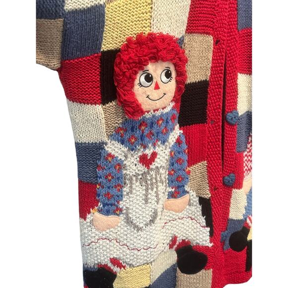 'Design Options' 1994 Raggedy Ann and Andy Cardigan Sweater-Small - Picture 2 of 11